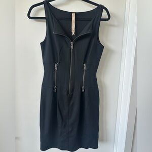 Bailey 44 Sleek Black Mini Dress with Zipper Accents